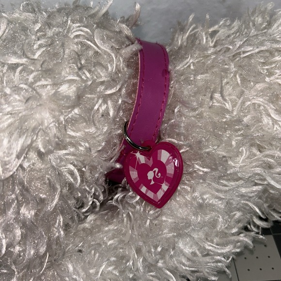 Barbie Plush Dog Light Up Nose Barking Sneezing 2011 Mattel White Pink Collar - Picture 13 of 16